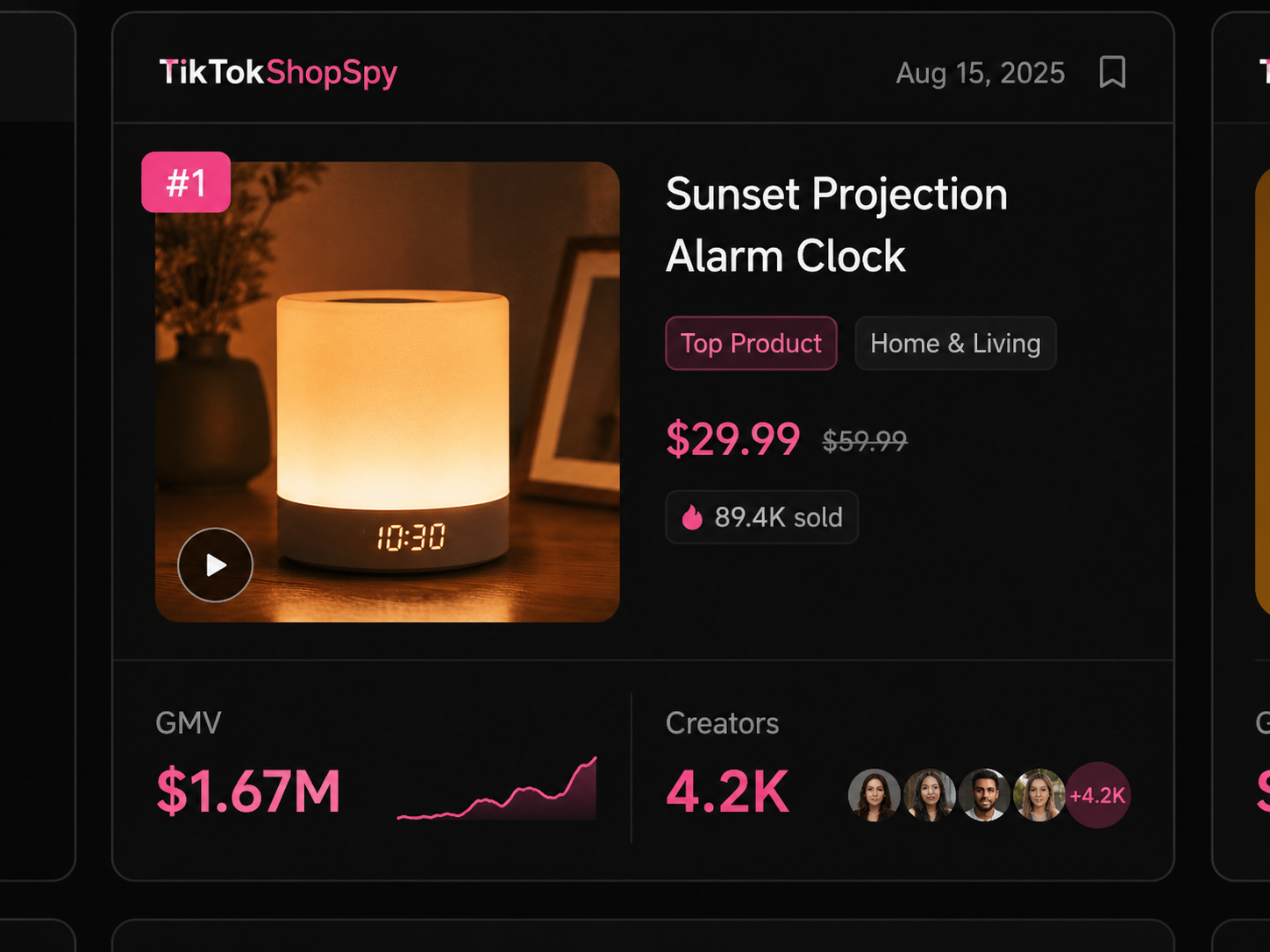 TikTok Shop product lookup with GMV estimate